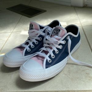 Pink and Blue All Star Low Top Converse.